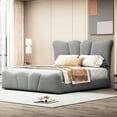 thumbnail image 1 of Modern Upholstered Bed In Gray Velvet - & Fashion-forward Platform Stable And Comfortable Sleeping Experience, 1 of 7