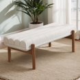 thumbnail image 1 of Modern Upholstered Bedroom Bench End of Bed, Comfy Modern Entryway Bench Solid Wood Frame, 47" Indoor Bench for Hallway Window Dining Living Room, Beige Chenille, 1 of 12