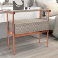 thumbnail image 1 of Modern Upholstered Bench Seat with Copper Frame,Ottoman Bench with Armrests, Entryway Bench Living Room Foot Rest Stool,Footrest Foot Stool with Sturdy Metal Frame, 1 of 7