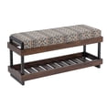 thumbnail image 1 of Modern Upholstered Bench with Shoe Rack & Cushion Seat – Wooden Frame with Fabric Top – Entryway, Bedroom, or Hallway Seating Gray Geometric Pattern, 1 of 5