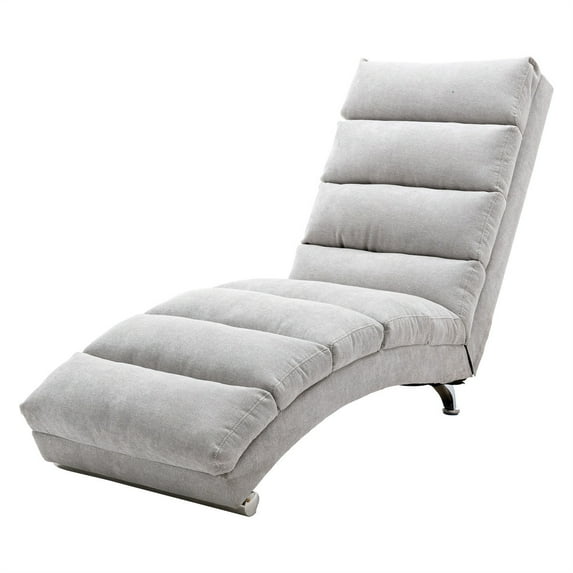 Modern Upholstered Chaise Lounge,Ergonomic Indoor Chair with Metal Legs and Side Bag,Modern Long Lounger Couch for Living Room Bedroom Office, Light Grey