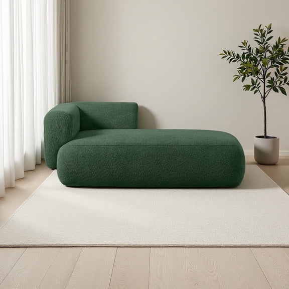 Modern Upholstered Chaise Lounge Sofa, Boucle Fabric Indoor Lounge Chair for Living Room, Bedroom & Office