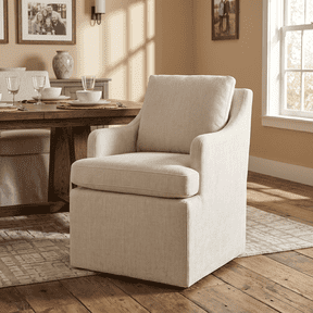 Usaint Upholstered Dining Chairs, Modern Kitchen Chairs Dinner Chairs with 4 Casters, Chenille Armchair for Bedroom Reading Room Living Room,Cream