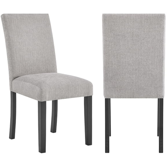 Modern Upholstered Dining Chairs (4pc) - Black Legs, Gray Cloth 4pc Contemporary, Textured Fabric, Wood Frame