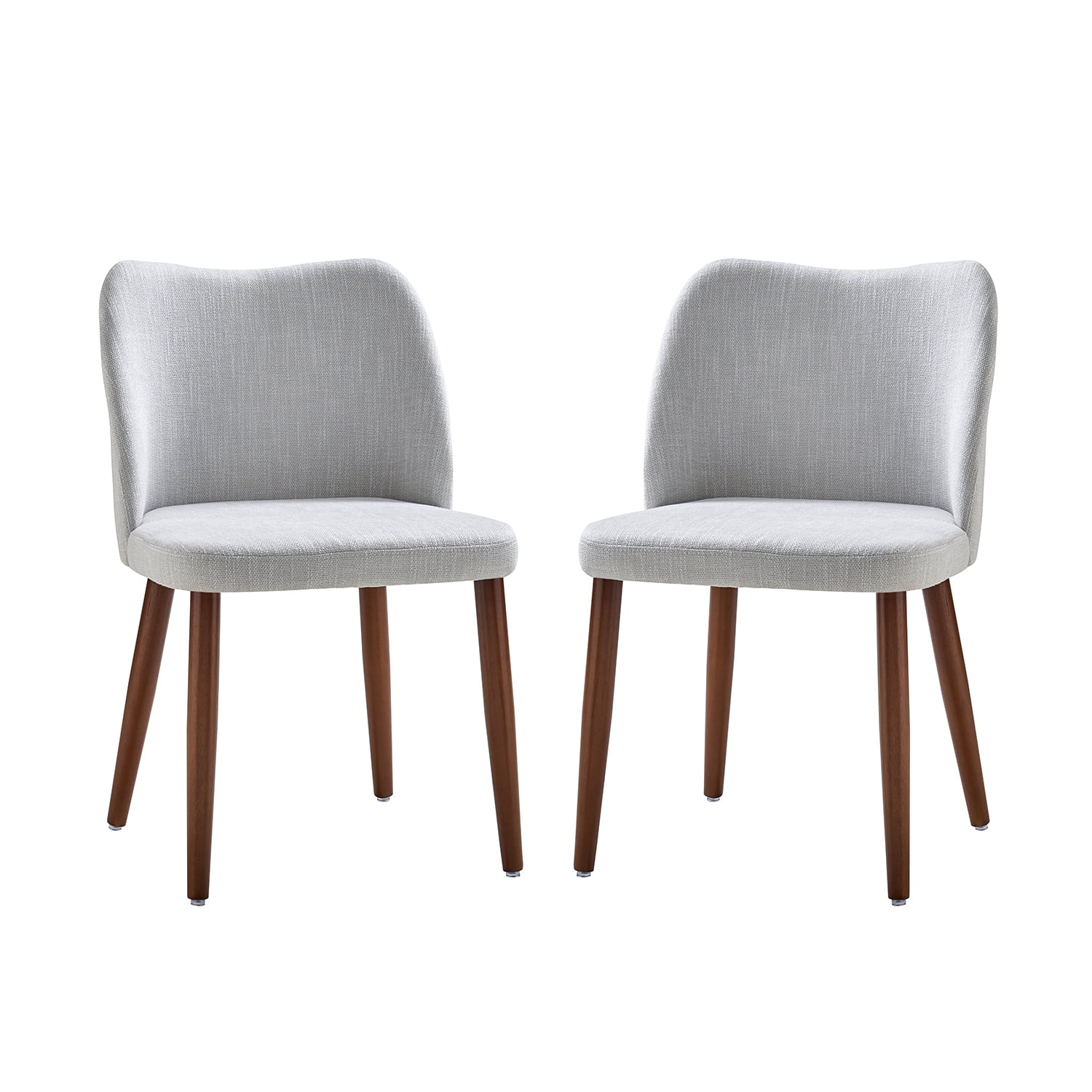 Modern Upholstered Dining Chairs Armless Side Chairs Set of 2 Curved