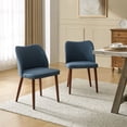 thumbnail image 1 of Modern Upholstered Dining Chairs Armless Side Chairs Set of 2 Curved Backrest Solid Wood Legs Dining Room Kitchen Navy, 1 of 9
