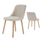 Modern Upholstered Dining Chairs Set   Ergonomic Curved Backrest, Oak Legs, Armless, 300 lbs Capacity, Contemporary Side Chairs for Kitchen, Dining Room, Restaurant   2-Piece Set | Natural Wood Legs