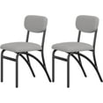 thumbnail image 1 of Set of 2 Modern Grey Boucle Upholstered Dining Chairs with Arched Metal Legs - 300 lbs Capacity, Kitchen, Living Room Accent Chairs, 1 of 7
