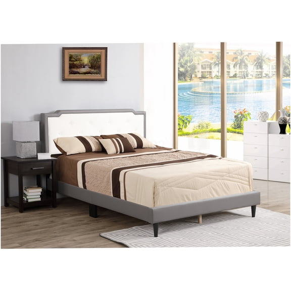 Modern Upholstered Full Bed Frame with Adjustable Height Headboard, Underbed Storage, No Box Spring Needed, All-in-One Delivery