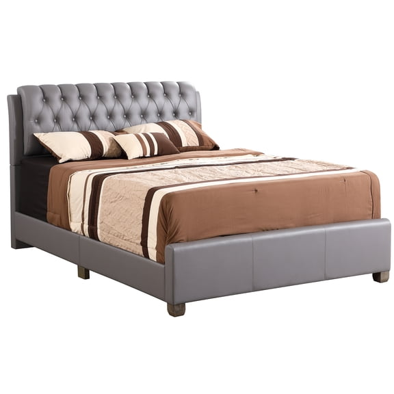 Modern Upholstered King Bed Frame with Foam Padded Headboard, Sturdy Platform Base, No Box Spring Needed, Light Grey Fabric