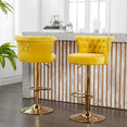 Modern Upholstered Kitchen Stool with Ring Pull Trim and Golden Base ...