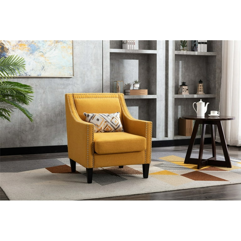 Modern Upholstered Living Room Chair, Linen Fabric Accent Chair
