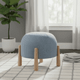 thumbnail image 1 of Modern Upholstered Ottoman with Wooden Legs, Round Footrest Stool for Living Room, Bedroom, Entryway, 1 of 9