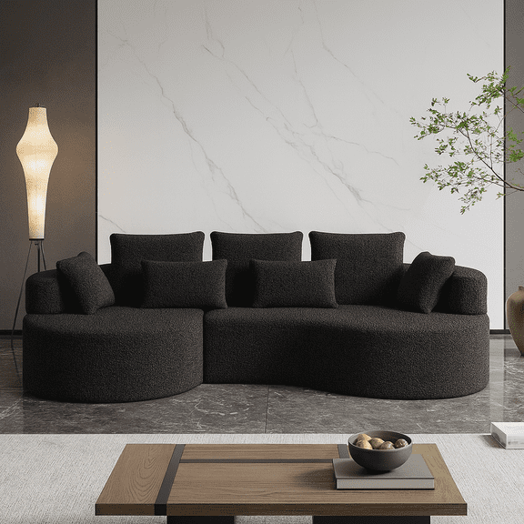 Modern Upholstered Oversized Sectional Sofa, 105-Inch Chenille 4-Seater Extra Deep & Wide Seat Curved Cloud Couch with 7 Pillows, Free Combination Sofa Couch for Living Room,Bedroom