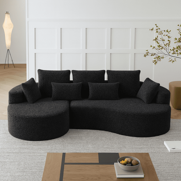 Modern Upholstered Oversized Sectional Sofa, 105-Inch Chenille 4-Seater Extra Deep & Wide Seat Curved Cloud Couch with 7 Pillows, Free Combination Sofa Couch for Living Room,Bedroom