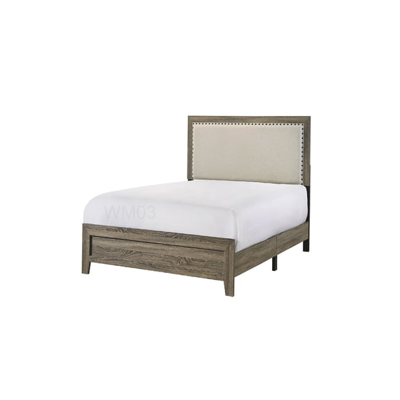 Modern Upholstered Panel Bed Frame with Tufted Headboard, Twin Size, Low Profile Design in Gray Fabric for Small Spaces