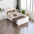 thumbnail image 1 of Modern Upholstered Platform Bed, Twin Size Upholstered Platform Bed with Guardrail, Storage Headboard and Footboard, No Box Spring Needed/Noise-Free (Beige, Twin), 1 of 7