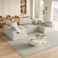 thumbnail image 1 of Modern Upholstered Sectional Boneless Couch Set,Modular 132" L Shaped Sectional Living Room Sofa Set With 6 Pillows,Free Combination Sofa Couch for Living Room,Bedroom,Beige, 1 of 25
