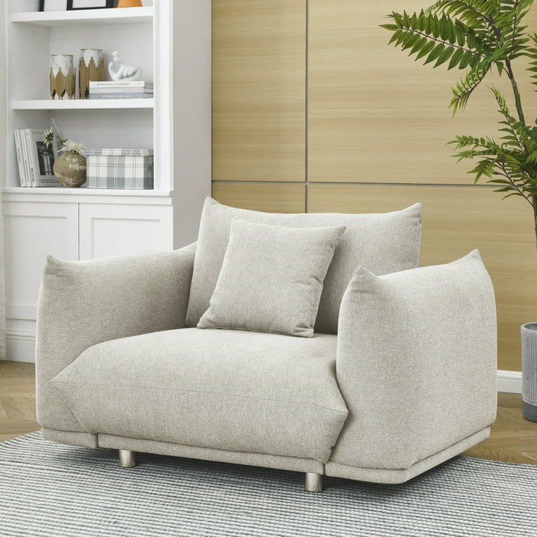 Modern Upholstered Single Sofa Chair with Pillow, Comfy Armchair