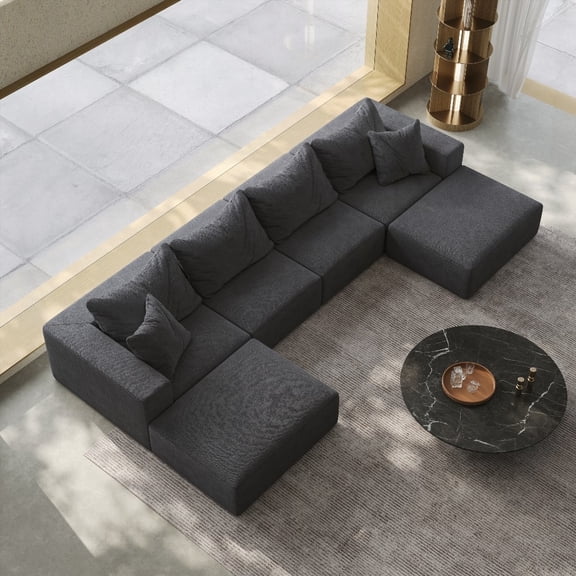 Modern Upholstered Sponge Cloud Sofa - 162" L Shaped Sectional for Living/Bedroom Simple in style with a classic L shape