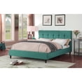 thumbnail image 1 of AC Pacific California King Modern Upholstered Square Stitched Platform Bed, Blue, 1 of 7
