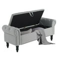 thumbnail image 1 of Falvinoryn Modern Upholstered Storage Bench Storage Ottoman Bench with Arm and Nailhead Trim Bedroom Bench, Gray, 1 of 12