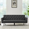 thumbnail image 1 of Tufted Split Back Futon Sofa Bed, Linen Couch Bed, Futon Convertible Sofa Bed with Metal Legs, Folding, Reclining Small Convertible Couch, Futon Couches for Living Room-Gray, 1 of 7