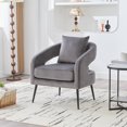 thumbnail image 1 of Modern Upholstered Velvet Open Back Accent Chair Barrel Dining Chair with Metal Legs, Cozy Round Sofa Leisure Lounge Club Armchair for Living Room, 1 of 10
