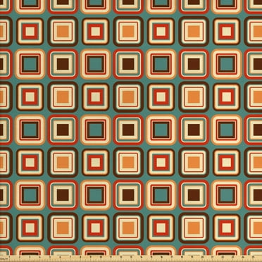 Ambesonne Modern Fabric by the Yard Upholstery, Geometric Rounded, 5 Yards, Multicolor