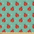 thumbnail image 1 of Ambesonne Modern Fabric by the Yard Upholstery, Ladybugs Tiny Stars, 1 Yard, Teal Red Black, 1 of 5