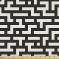 thumbnail image 1 of Ambesonne Modern Fabric by the Yard Upholstery, Contemporary Maze Pattern, 5 Yards, Charcoal Grey and Eggshell, 1 of 5
