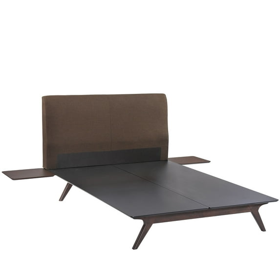 Modern Urban Contemporary 3 pcs Queen Size Bedroom Set, Brown Fabric Wood