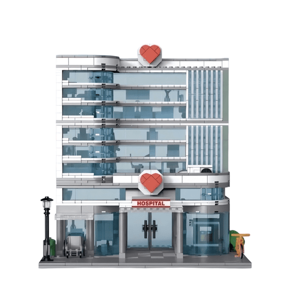 Modern Urban Hospital Modular Building Block Set, Creative Birthday Gift, Home Office Table Centerpiece