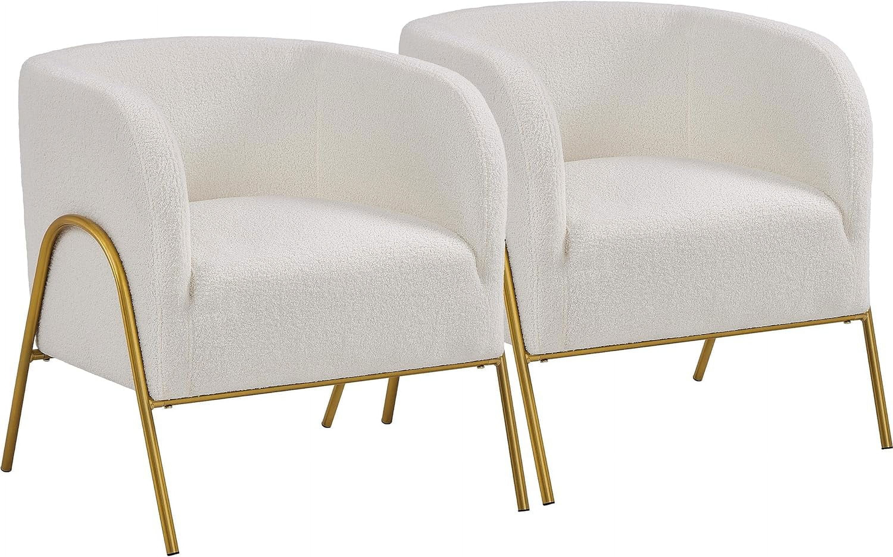 Modern Vanity Chair, Boucle Fabric Accent Chair with VShape Design