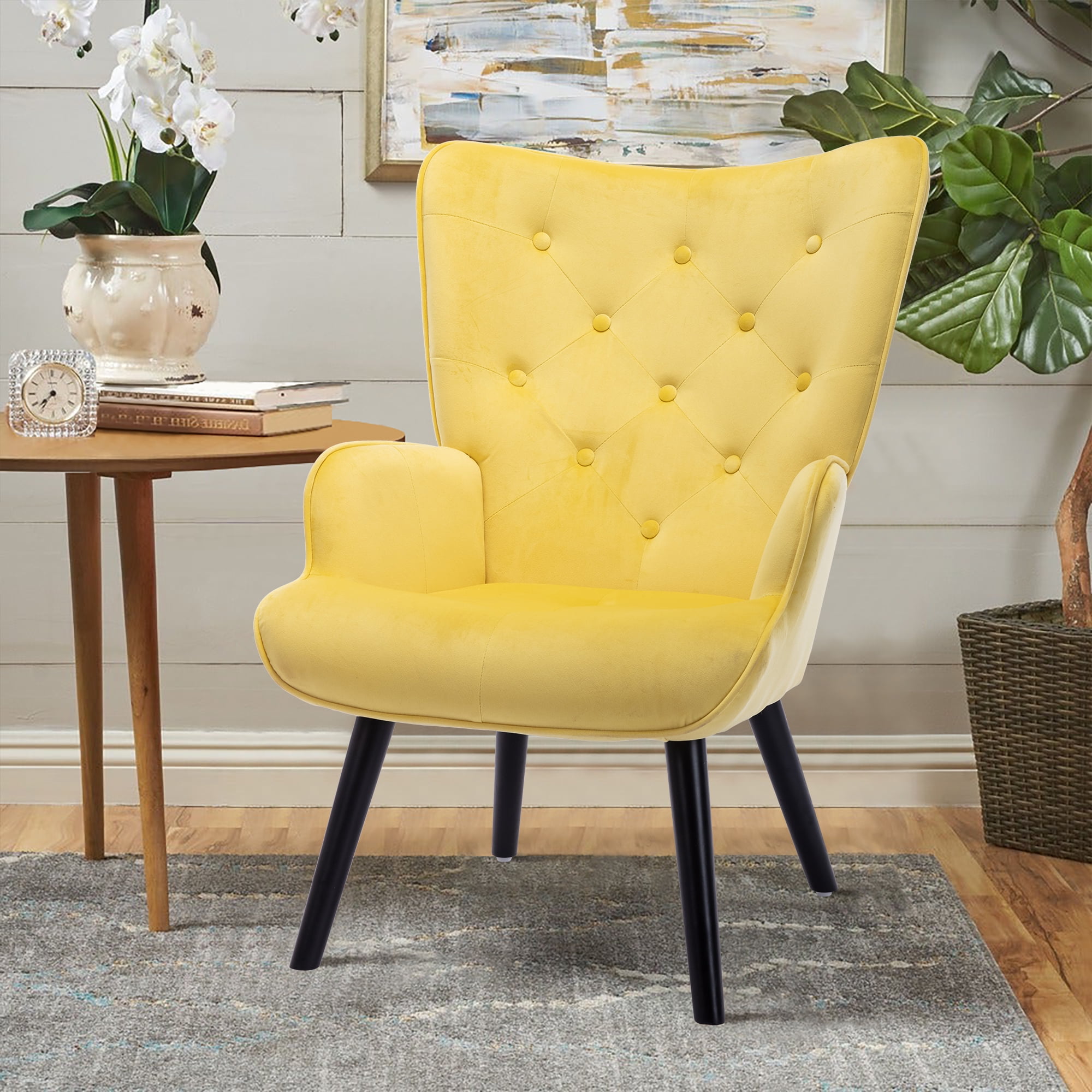 Modern Vanity Chair, SYNGAR Upholstered Accent Chair, Velvet Fabric