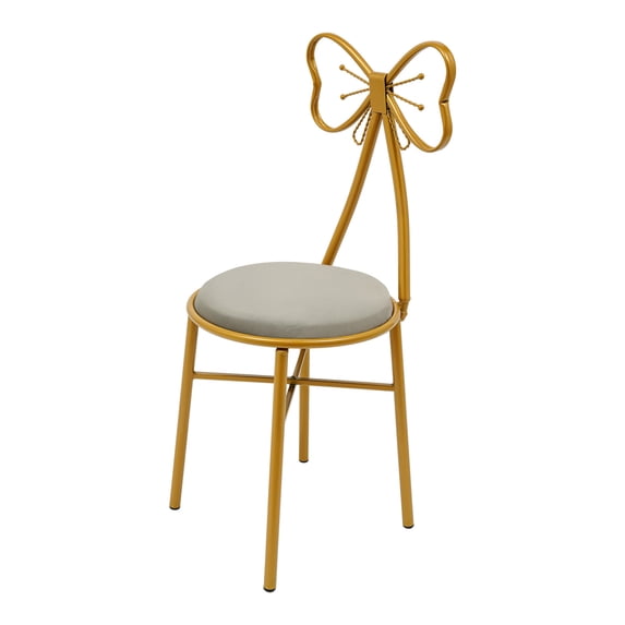 Modern Vanity Chair Stool, Dressing Table Desk Makeup Girl Chair w/Butterfly Bow Backrest, Side Table Seat for Girl Daughter Room Bedroom Living Room Home Commercial Salon Party Cafe