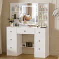thumbnail image 1 of Teousev Lighted Vanity Desk with Sliding LED Mirror, 39.4" White Makeup Table with 3-Color Lighting, 1 of 9