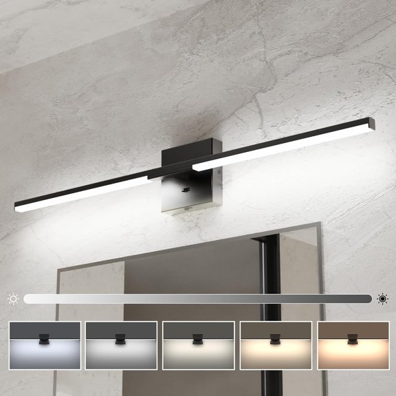 32 Inch Black Bathroom Vanity Light with Built-in Dimmer and 5 CCT LED