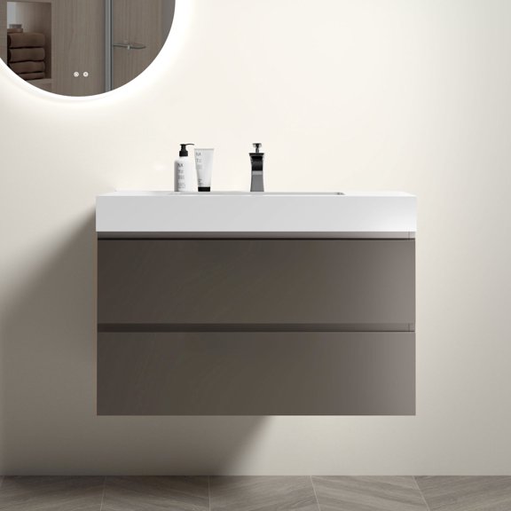 Modern Vanity - Silent Drawer Glides & Zero Permeability - Bathroom - Noise-Free & Long-Lasting