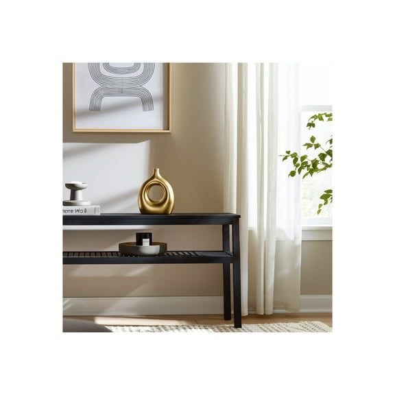 Modern Vase Metal Synthetic Wicker Aluminum Sculptural Design 10" Gold Metallic Finish Home Office Living Room Bedroom Decor