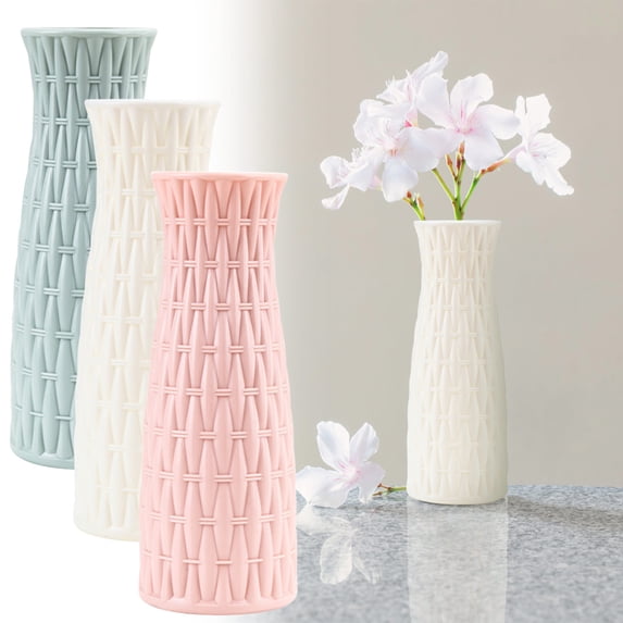 Modern Vase for Pampas Flowers Decorative Bouquet Display Green Plastic Home Decor Vase for Shelf Styling and Wedding Centerpieces with Durable Elegant Design for Living Room and Event Topliu
