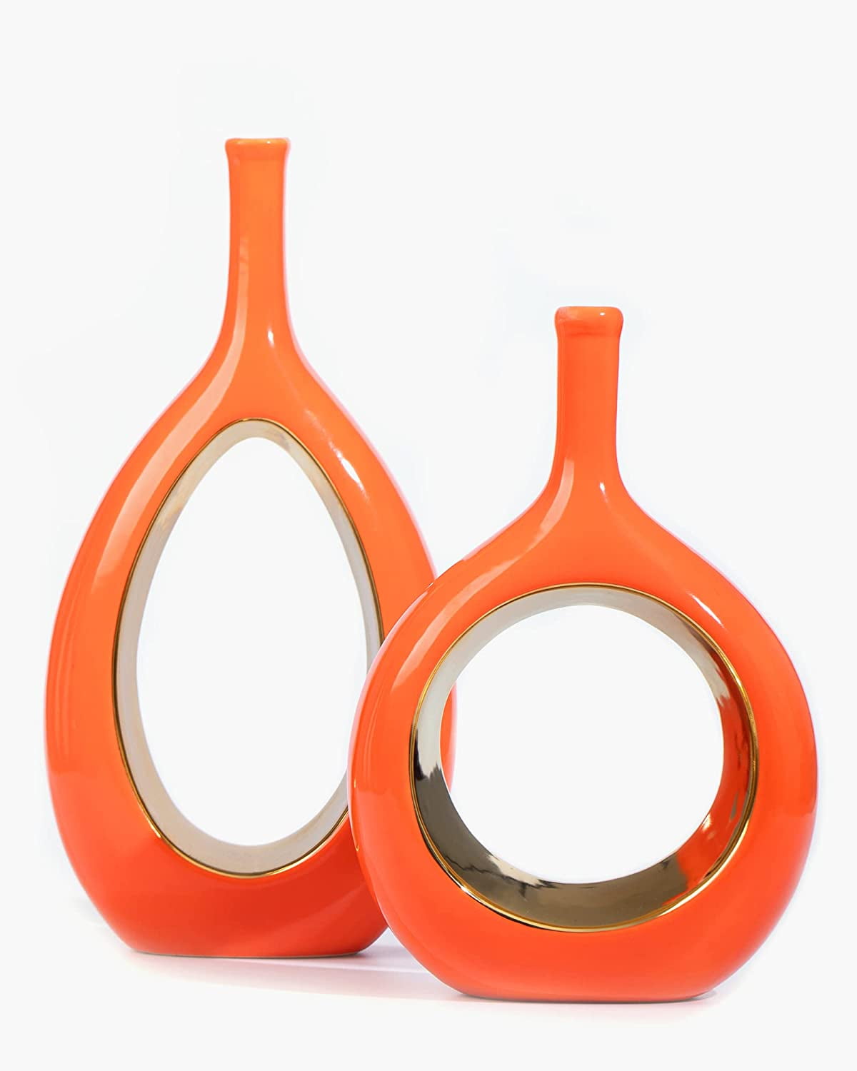 Modern Vases for Décor, Home Decorative Vases for Flowers, Orange Gold