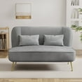 thumbnail image 1 of Modern Velvet 2-Seater Sofa Simplicity Cozy with Two Pillows and Gold Metal Legs, 1 of 9