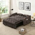 thumbnail image 1 of Modern Velvet 3-in-1 Convertible Sofa Bed with USB and Cell Phone Holder, Full Size Futon Sofa Bed with Cup Holder, Small Double Sofa with Adjustable Backrest, 2 Pillows, Pocket, Charcoal Grey, 1 of 9