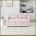 thumbnail image 1 of Modern Velvet 55.5-Inch 3-Position Convertible Sofa Bed for Living Room – Pink, 1 of 12