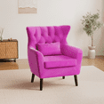 thumbnail image 1 of DONICK Modern Velvet Tufted Accent Chair, Ergonomic Design, Solid Wood Frame, Pink, 1 of 10