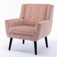 thumbnail image 1 of Modern Velvet Accent Chair Comfy Upholstered Reading Armchair Leisure Single Sofa Chair Living Room Chair Tufted Home Lounging Chair with Black Wood Legs, Padded Seat and Backrest, Pink, 1 of 7