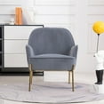 thumbnail image 1 of Modern Velvet Accent Chair, Ergonomics Accent Chair Armchair with Gold Legs and More Stabler Adjustable Legs, Upholstered Soft Leisure Chair Single Sofa Chair for Bedroom Office Living Room, Gray, 1 of 7