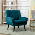 thumbnail image 1 of Modern Velvet Accent Chair, Mid Century Upholstered Single Sofa Club Chair with Tight Backrest and Armrest, Leisure Reading Chair for Living Room Bedroom Indoor Home, Teal, 1 of 9