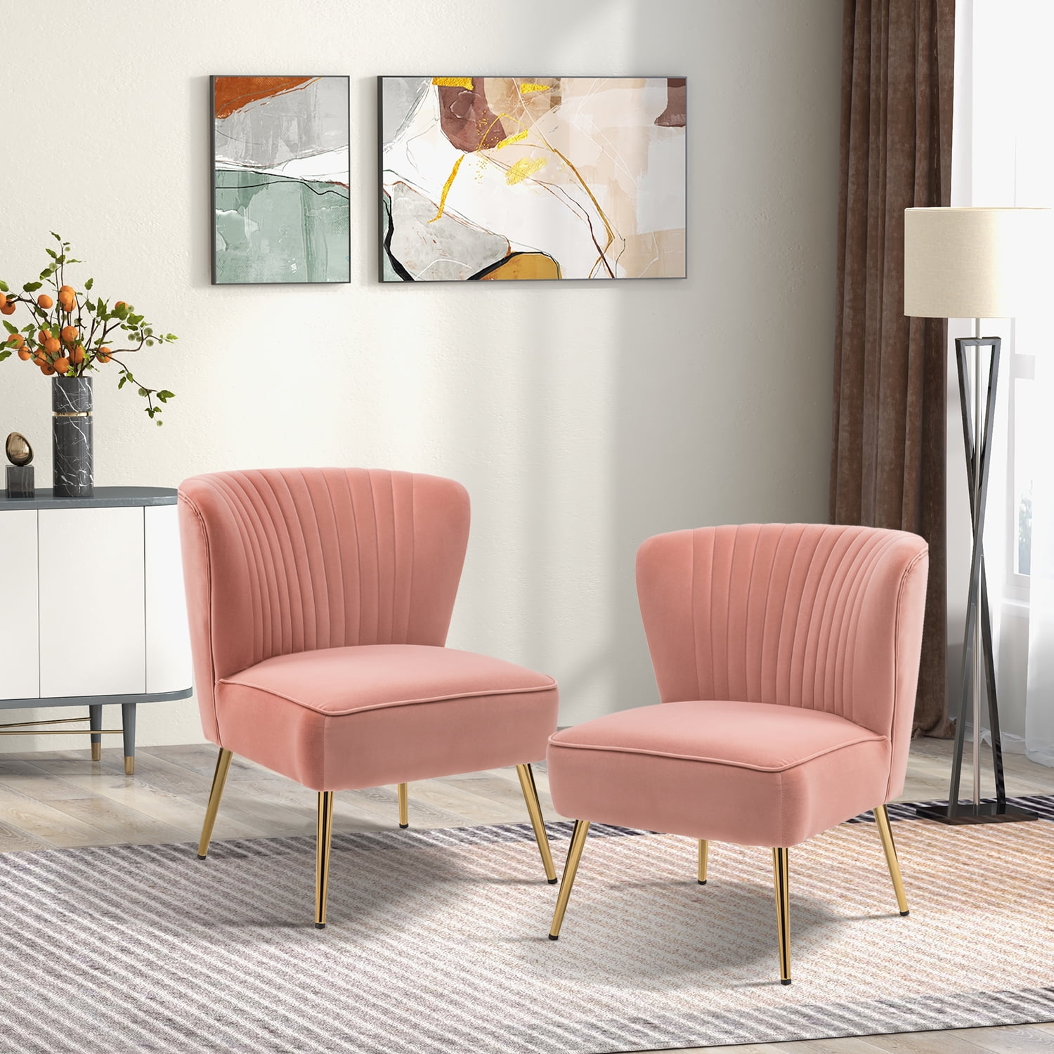 Pink chairs 2024 gold legs